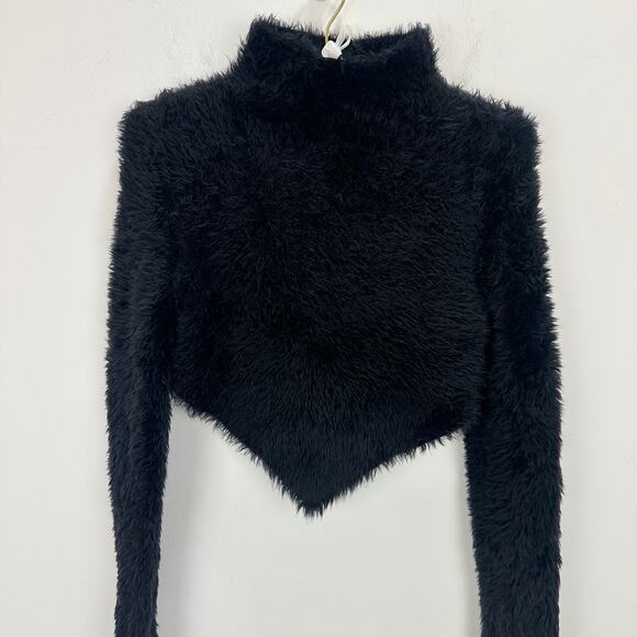 Marc Jacobs Hairy Grunge Pointed Sweater Cropped Black XS NEW Sample - Picture 6 of 9